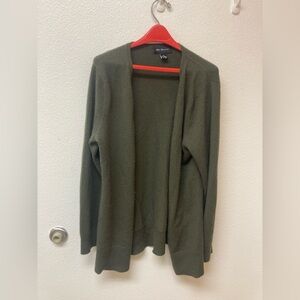 Mc DUFF Olive Green 💯 Percent Cashmere Open Cardigan (M)